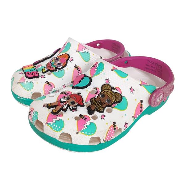 Crocs LOL Doll Clogs Slip On Shoes With Jibbitz Girls 10 Water Shoes White - Picture 2 of 8